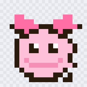 A pink pixel-art axolotl with frilly gills